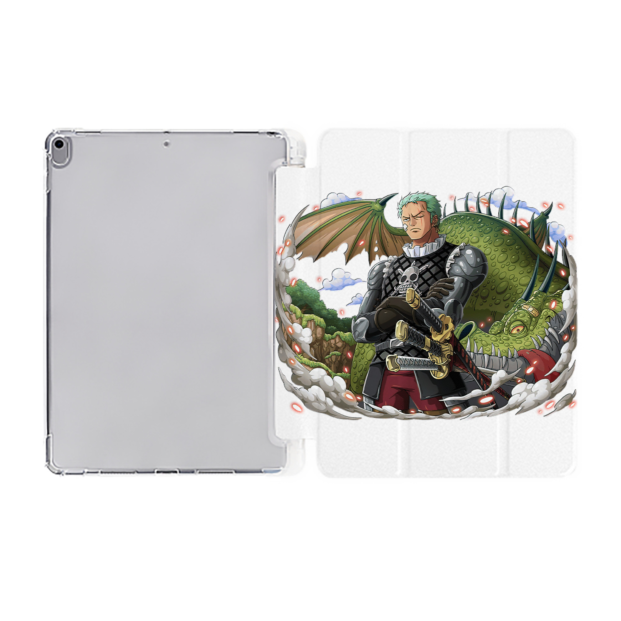 （画像用） ワンピース ロロノア・ゾロ ONE PIECE Roronoa Zoro IPad ケース ペン収納付き 三つ折りスタンド PUレザー×シリコン 対応機種9.5/10.5/10.9インチ